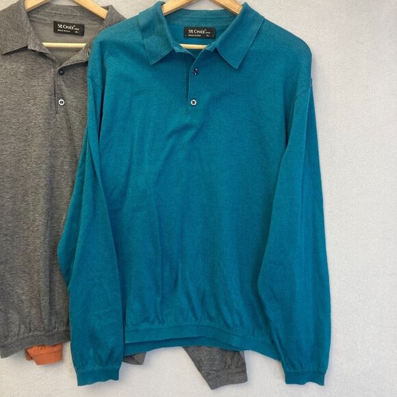 Lot of 3 ST CROIX Shop Polo Sweaters Mens XL Blue Orange Henley Long Sleeve USA - Picture 3 of 16
